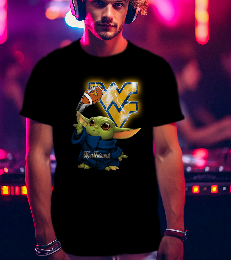 West Virginia Football Baby Alien With Wv Logo And Lightning T-Shirt