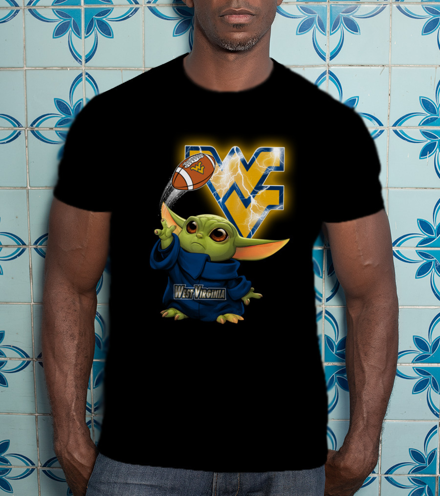 West Virginia Football Baby Alien With Wv Logo And Lightning T-Shirt