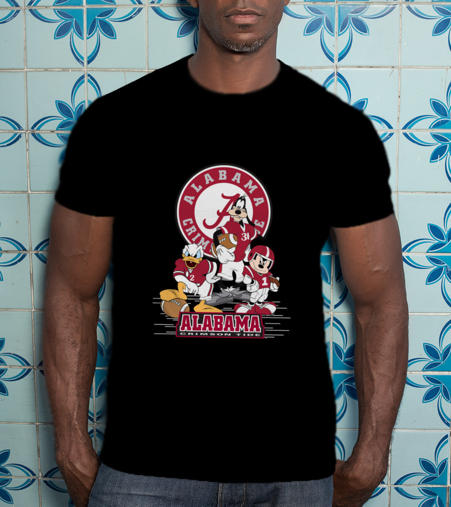 Alabama Crimson Tide Disney Characters Football Team Featuring Mickey Donald Goofy T-Shirt
