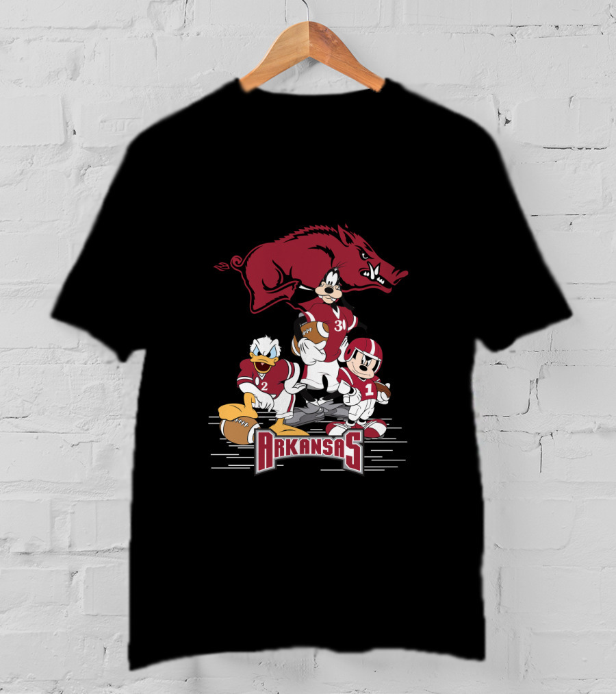 Arkansas Razorbacks Football Disney Characters T-Shirt