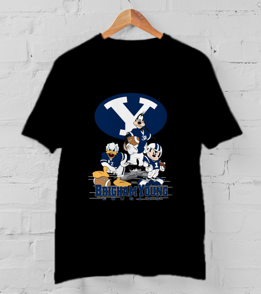 Brigham Young Cougars Mickey Donald Goofy Football Team T-Shirt