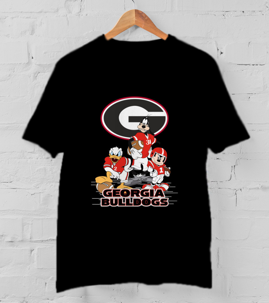 Georgia Bulldogs Disney Characters Football Collaboration T-Shirt