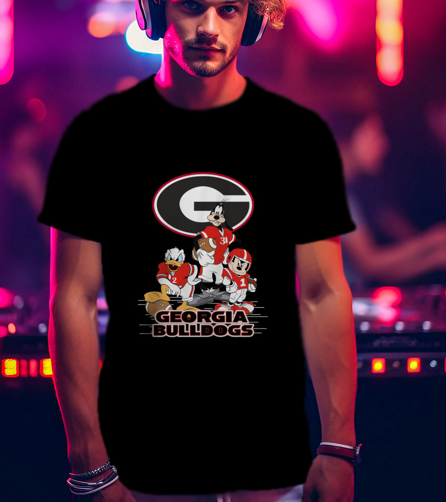 Georgia Bulldogs Disney Characters Football Collaboration T-Shirt