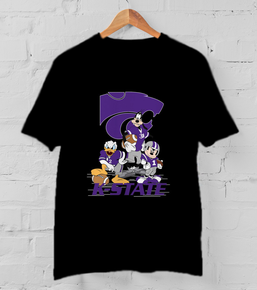 K-State Wildcats Football Characters With Ksu Powercat Logo Chtnca10009 T-Shirt