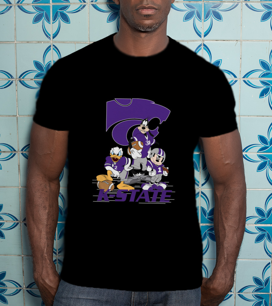 K-State Wildcats Football Characters With Ksu Powercat Logo Chtnca10009 T-Shirt