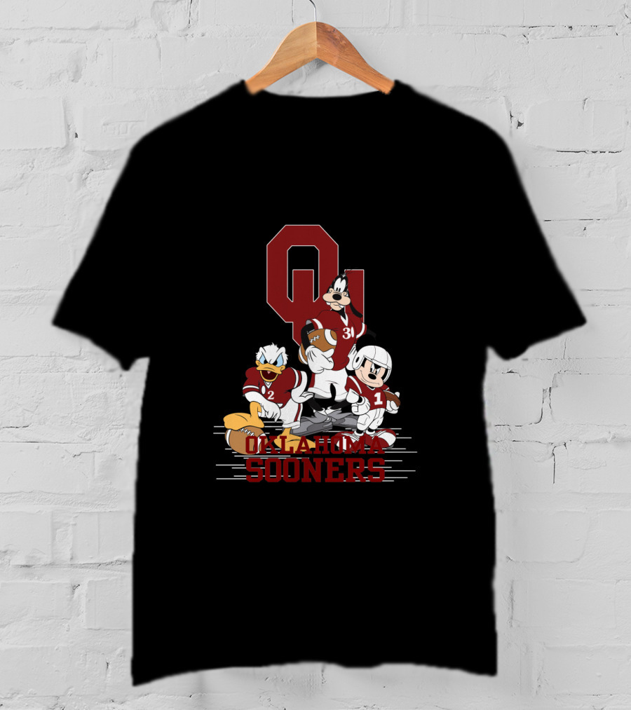 Oklahoma Sooners Disney Characters Football Team Collaboration Chtnca10012 T-Shirt