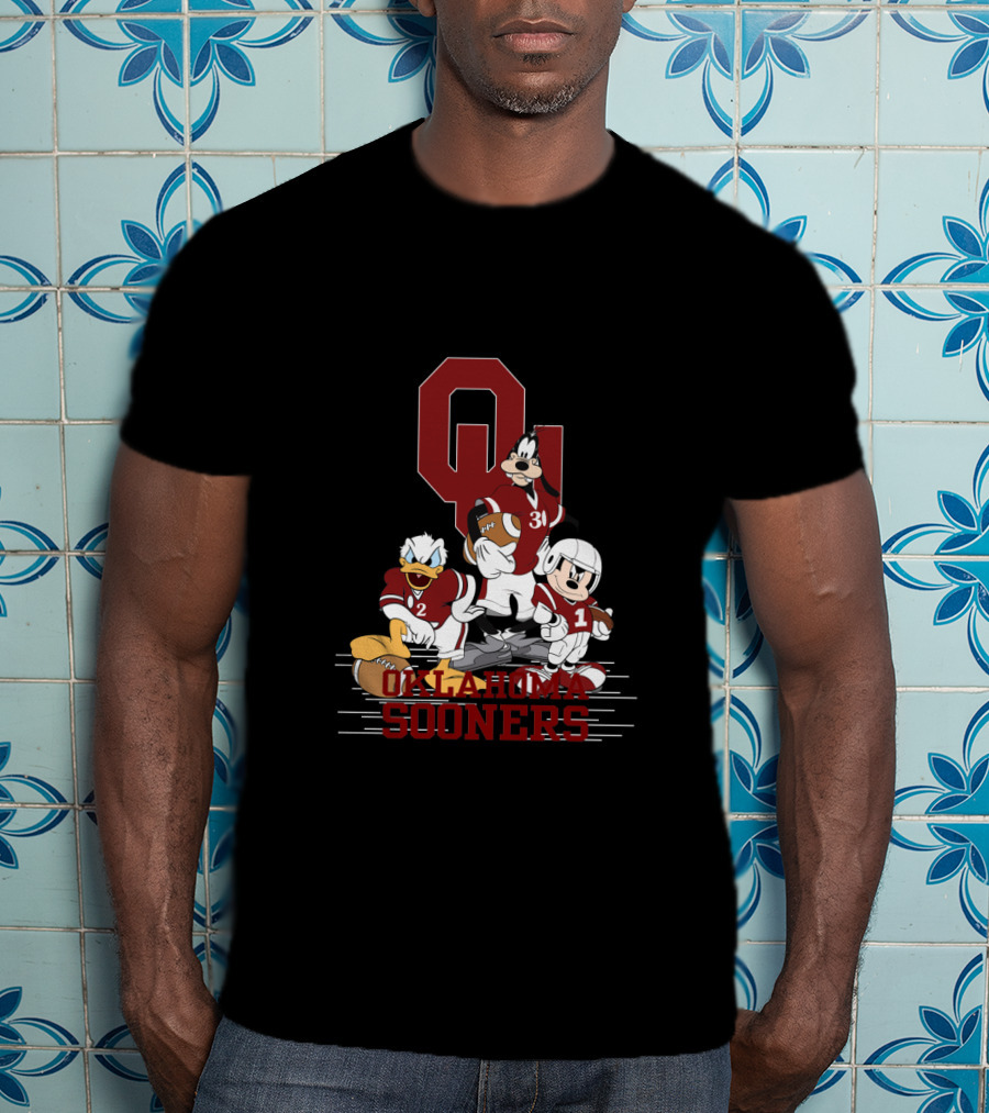 Oklahoma Sooners Disney Characters Football Team Collaboration Chtnca10012 T-Shirt