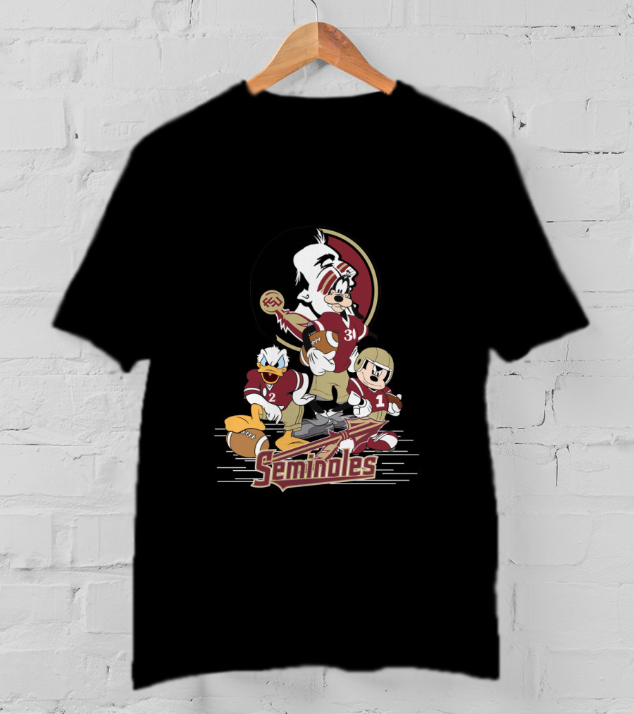 Seminoles Florida State Inspired Character Trio With Football Theme T-Shirt