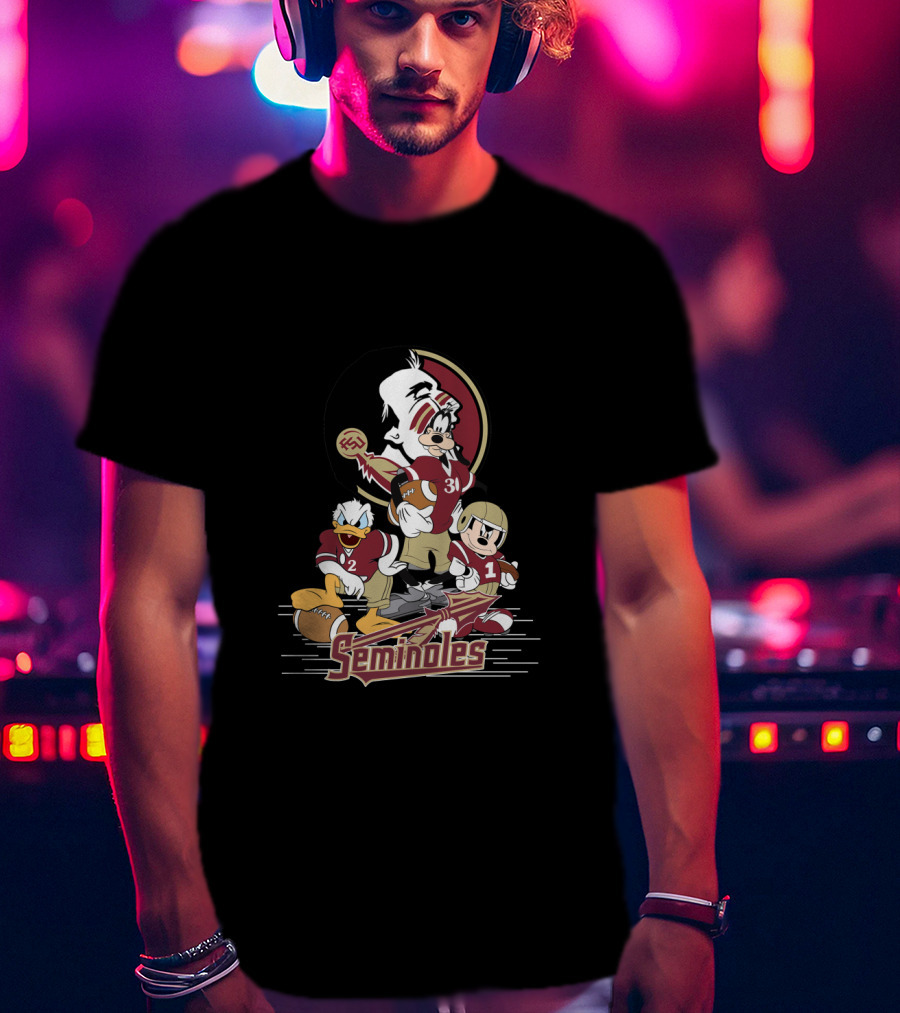 Seminoles Florida State Inspired Character Trio With Football Theme T-Shirt