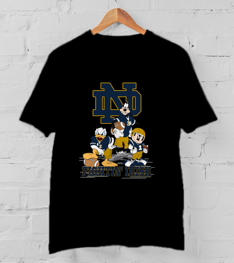 Nd Fighting Irish Mickey Donald Goofy Football Team T-Shirt