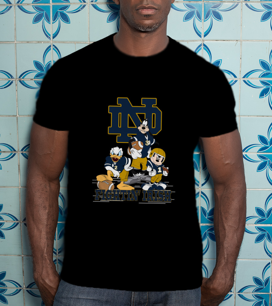Nd Fighting Irish Mickey Donald Goofy Football Team T-Shirt