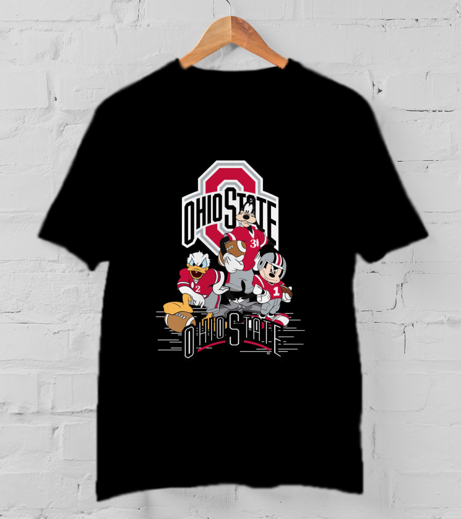 Ohio State Mickey Donald Goofy Football T-Shirt