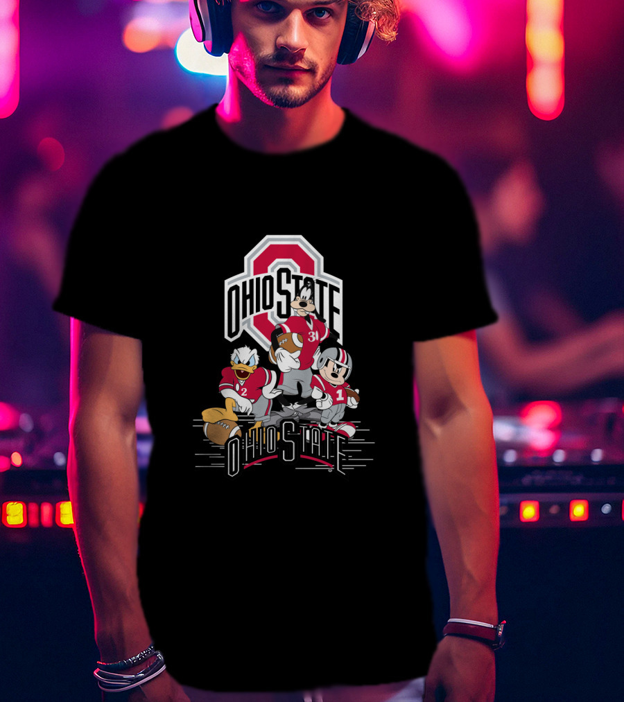 Ohio State Mickey Donald Goofy Football T-Shirt