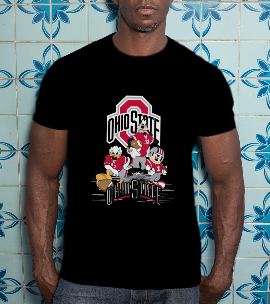 Ohio State Mickey Donald Goofy Football T-Shirt