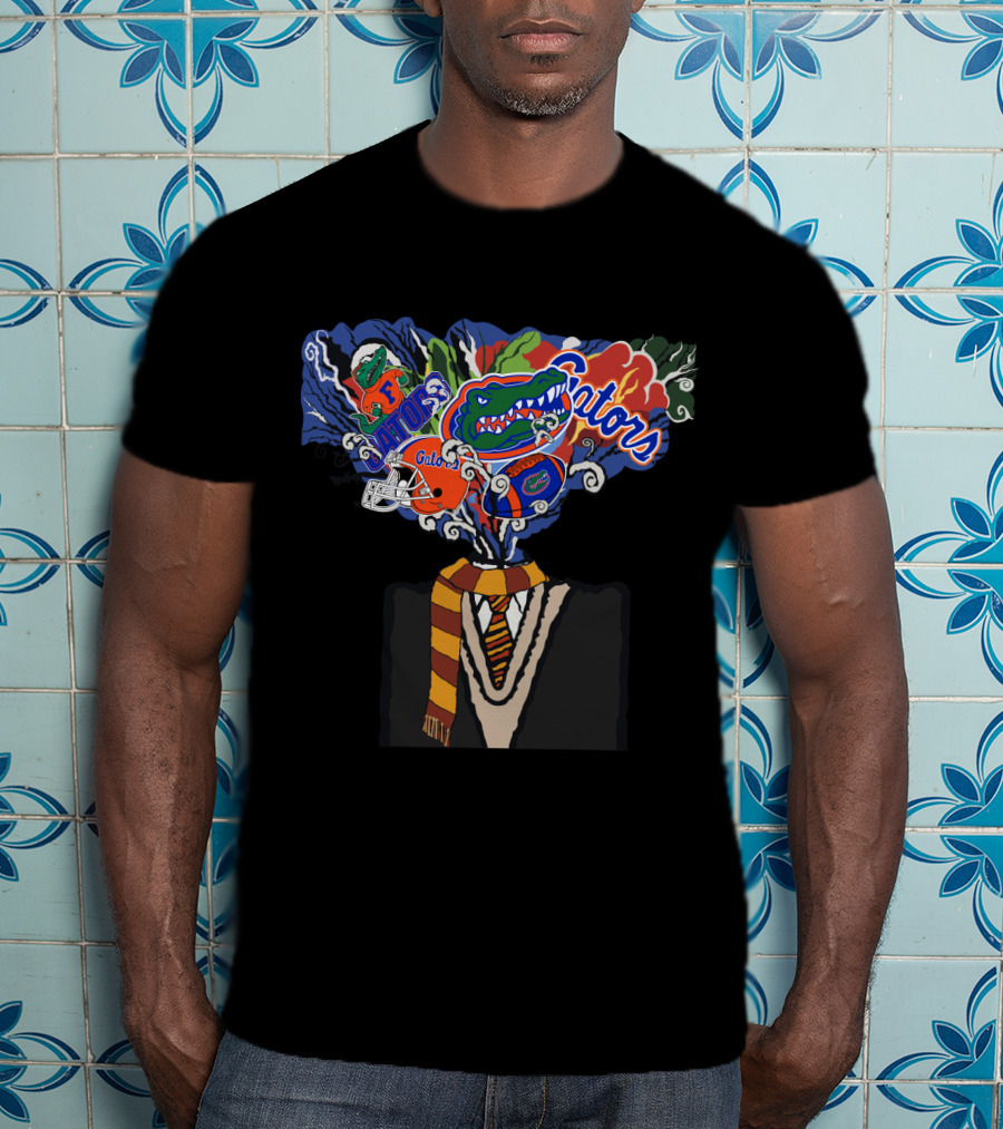 Gators Uf Football Mind-Blowing Art With Florida Team Logos And Scarf T-Shirt