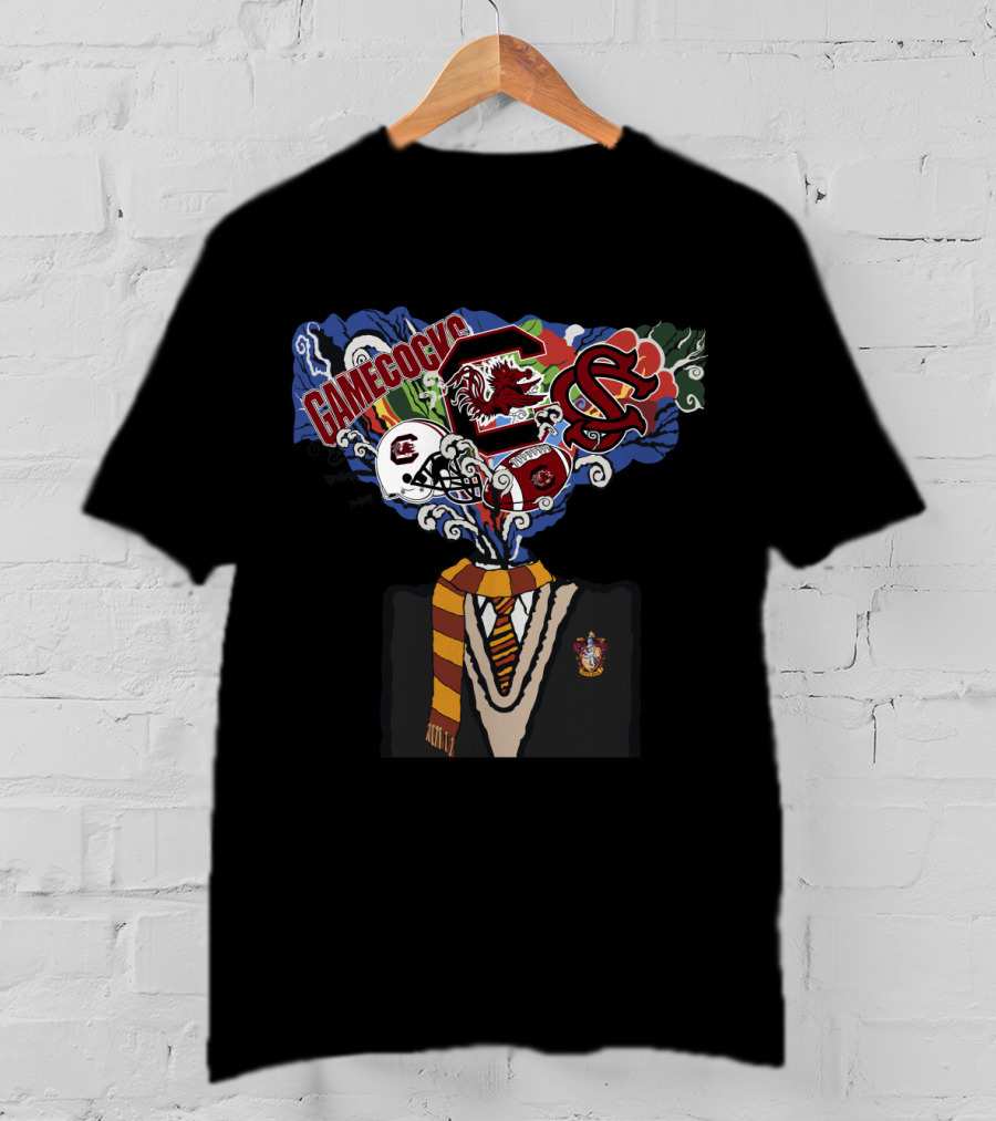 Gamecocks Hogwarts Crossover With Gryffindor And University Of South Carolina Logos T-Shirt