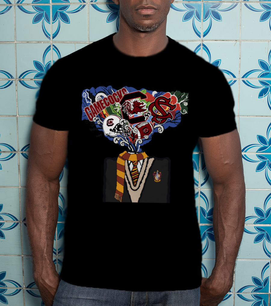 Gamecocks Hogwarts Crossover With Gryffindor And University Of South Carolina Logos T-Shirt