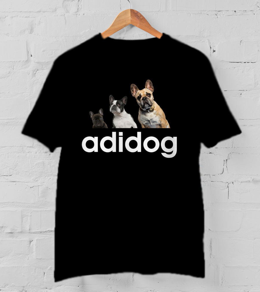Adidog Bulldog Trio On Black T-Shirt