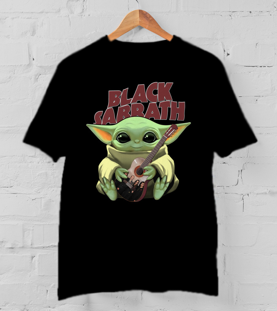 YODA Black Sabbath Cute Baby Holding Guitar T-Shirt
