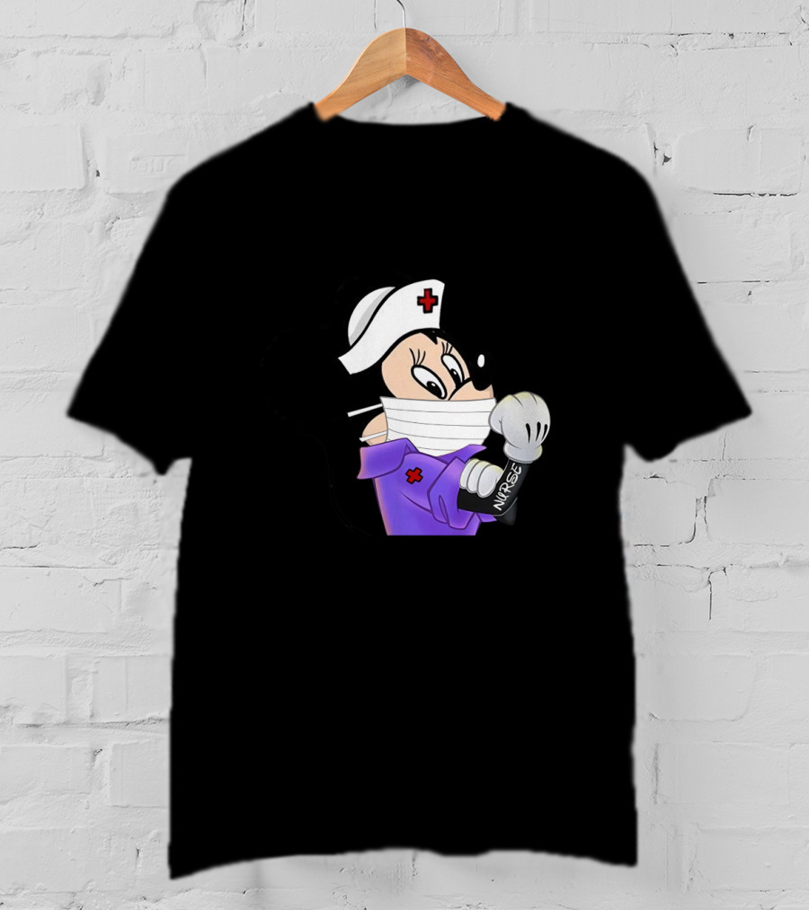 Mickey Nurse Character In Medical Uniform With Mask And Gloves T-Shirt