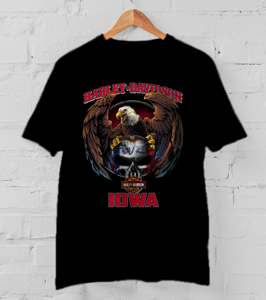 Harley Davidson Eagle Logo Iowa Motorcycle Cycles T-Shirt