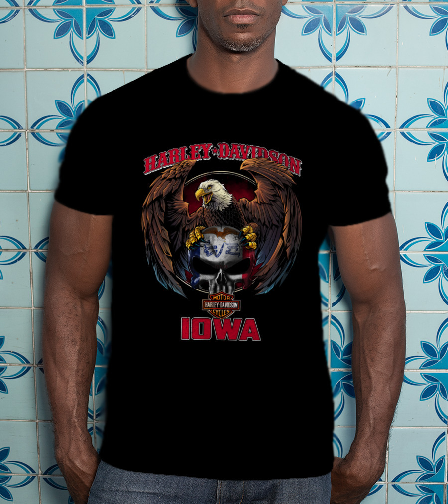 Harley Davidson Eagle Logo Iowa Motorcycle Cycles T-Shirt