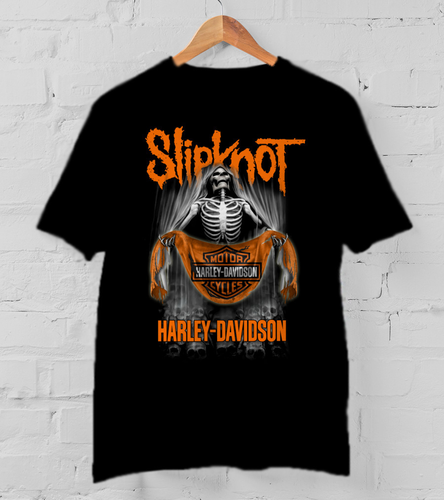 Slipknot Harley Davidson Skeleton Holding T-Shirt