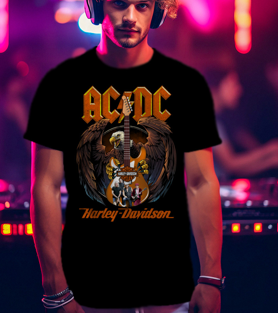 Ac Dc Harley Davidson Motorcycles Eagle Guitar Band Members T-Shirt
