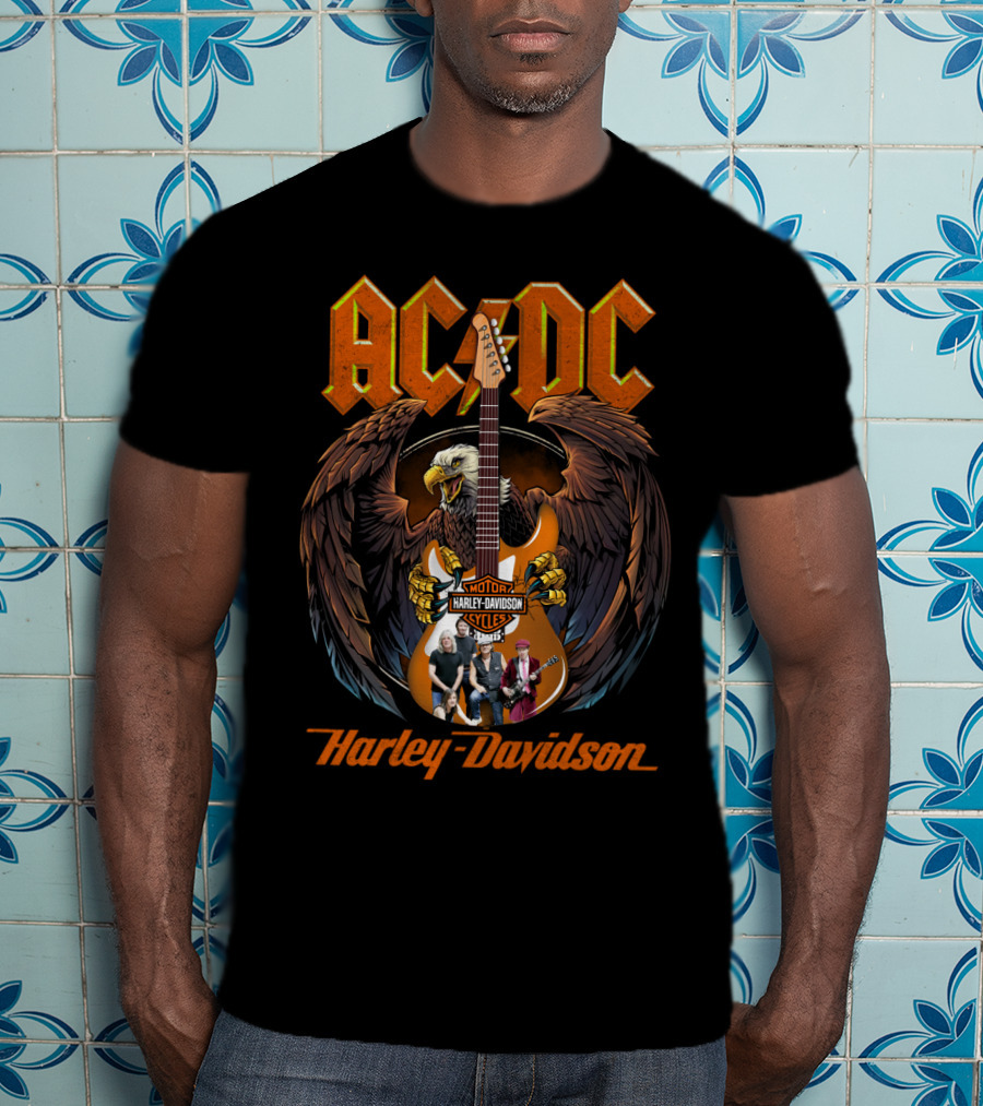 Ac Dc Harley Davidson Motorcycles Eagle Guitar Band Members T-Shirt