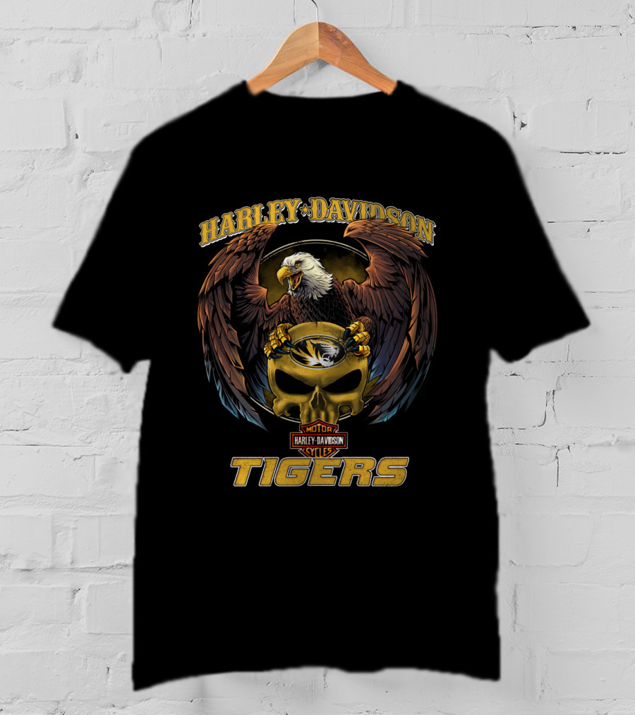 Harley Davidson Ncaa Missouri Tigers Eagle Skull T-Shirt