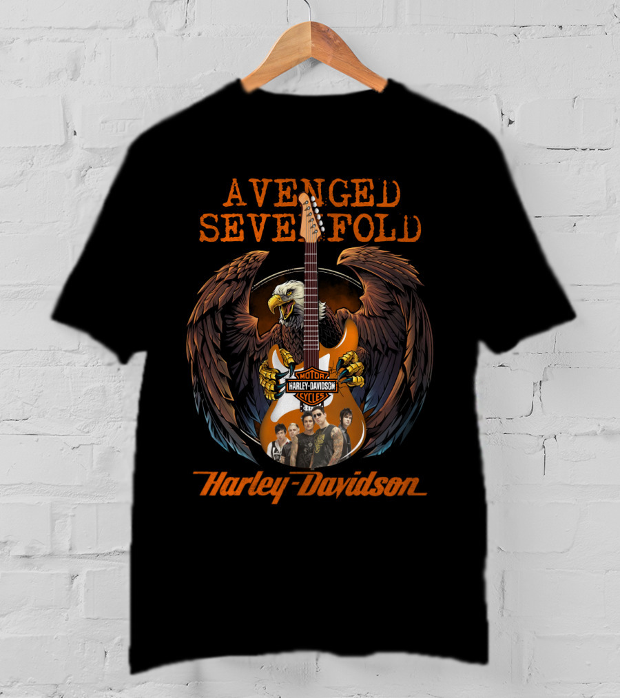 Avenged Sevenfold Harley Davidson Motorcycyles Eagle Guitar Artwork T-Shirt