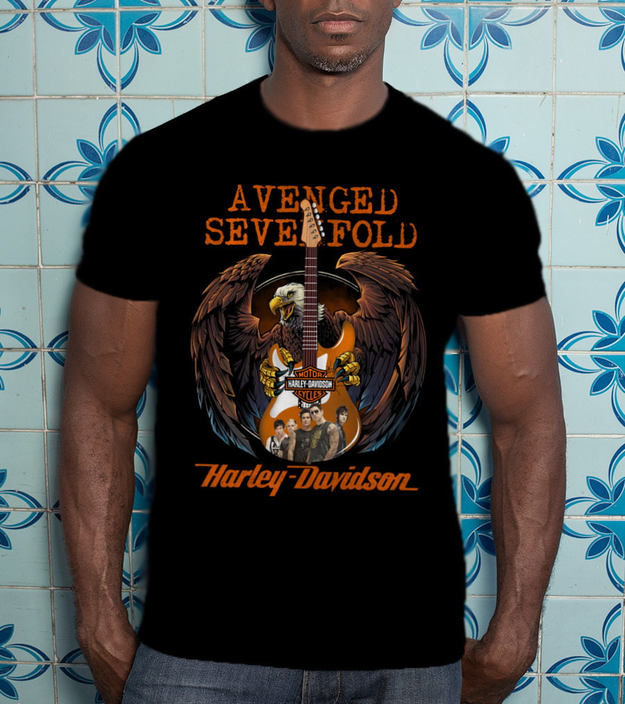 Avenged Sevenfold Harley Davidson Motorcycyles Eagle Guitar Artwork T-Shirt