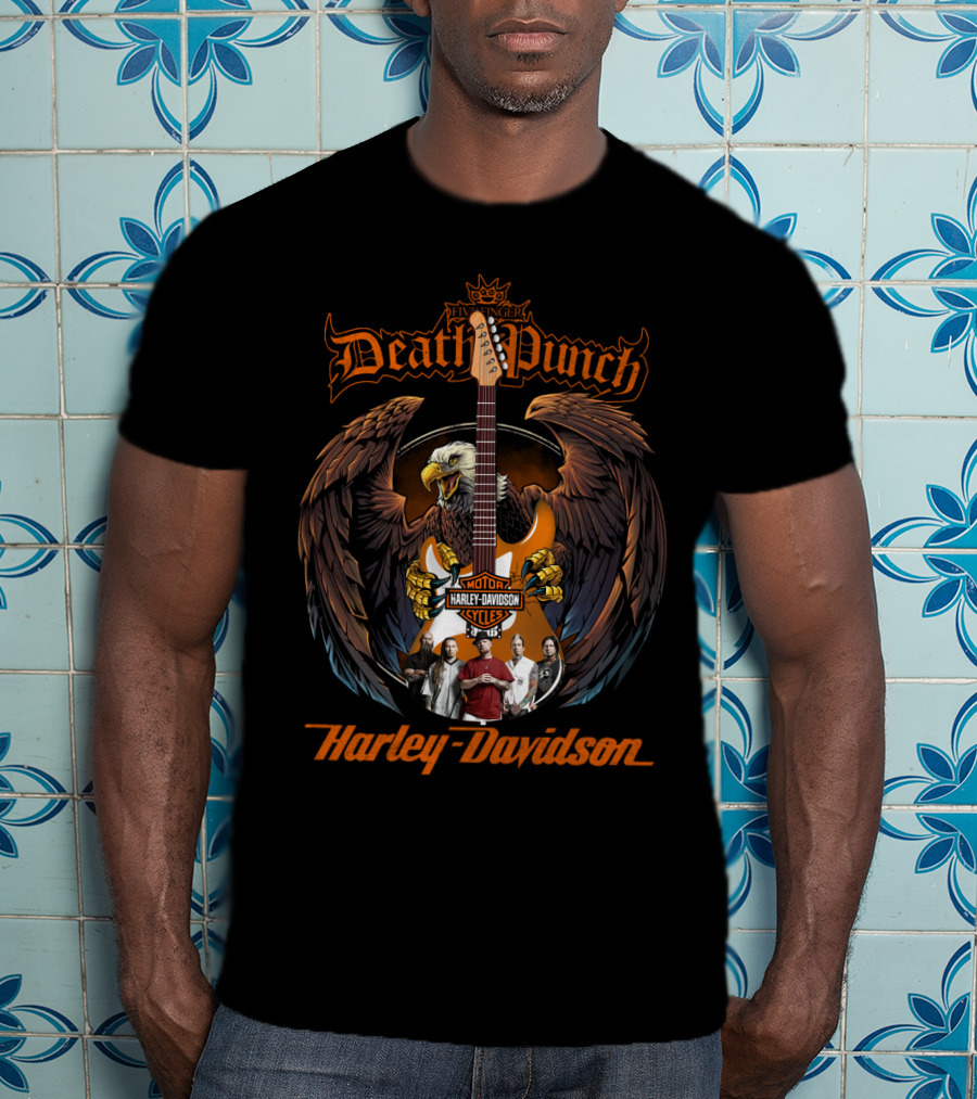 Death Punch Harley Davidson Motor Cycles Eagle Band Members T-Shirt
