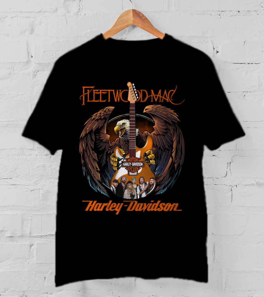 Fleetwood Mac Harley Davidson Live Styles Eagle Guitar T-Shirt