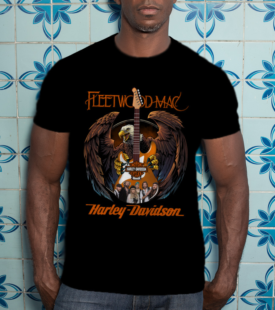 Fleetwood Mac Harley Davidson Live Styles Eagle Guitar T-Shirt