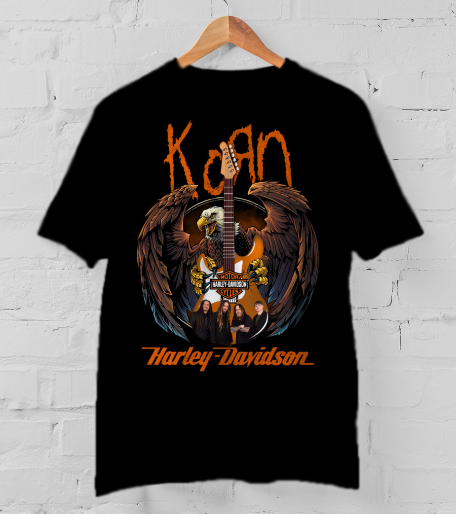 Korn Harley Davidson Motorcycles Eagle Guitar T-Shirt