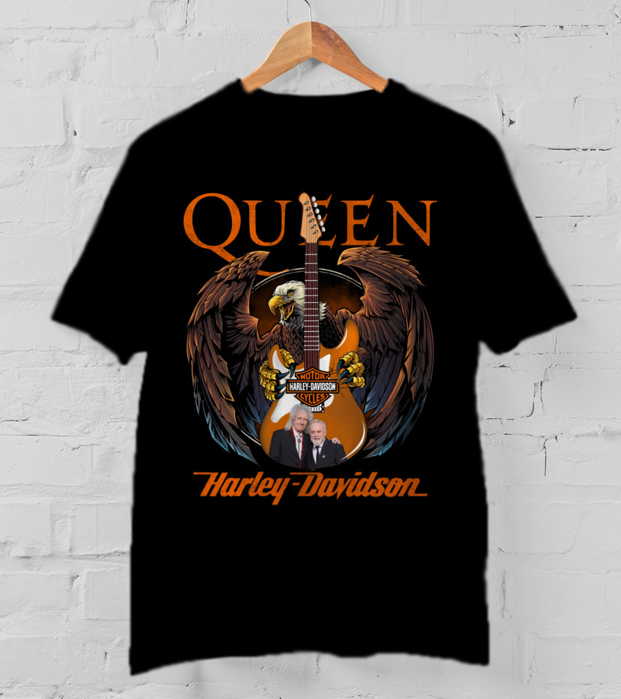 Queen Harley Davidson Motorcycles Eagle Guitar T-Shirt