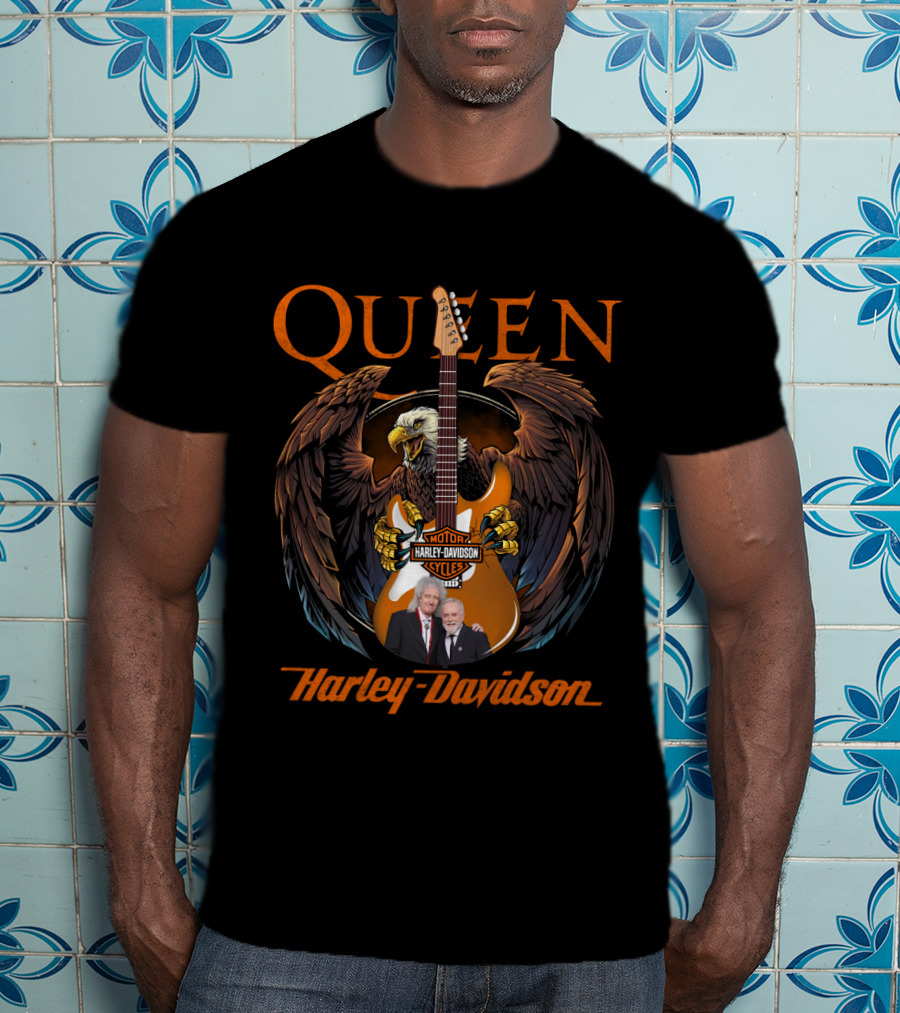 Queen Harley Davidson Motorcycles Eagle Guitar T-Shirt