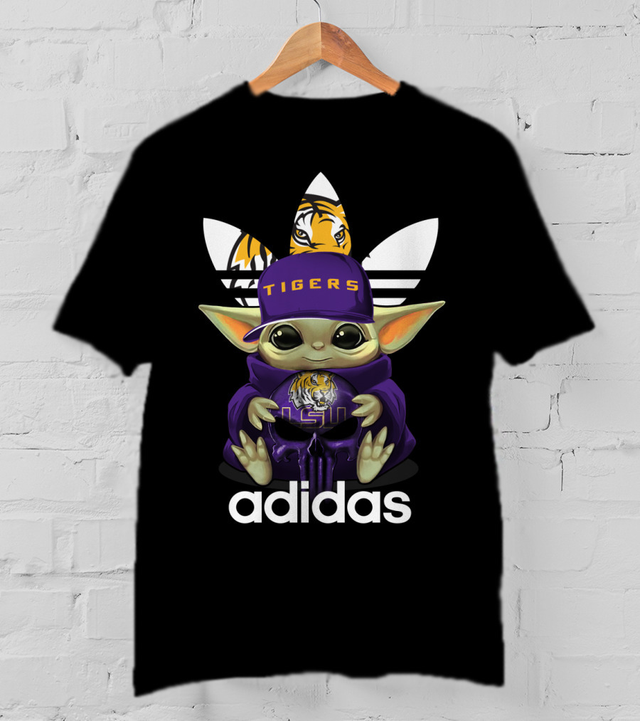 Yoda LSU Tigers Logo With Baby Yoda In Hat T-Shirt