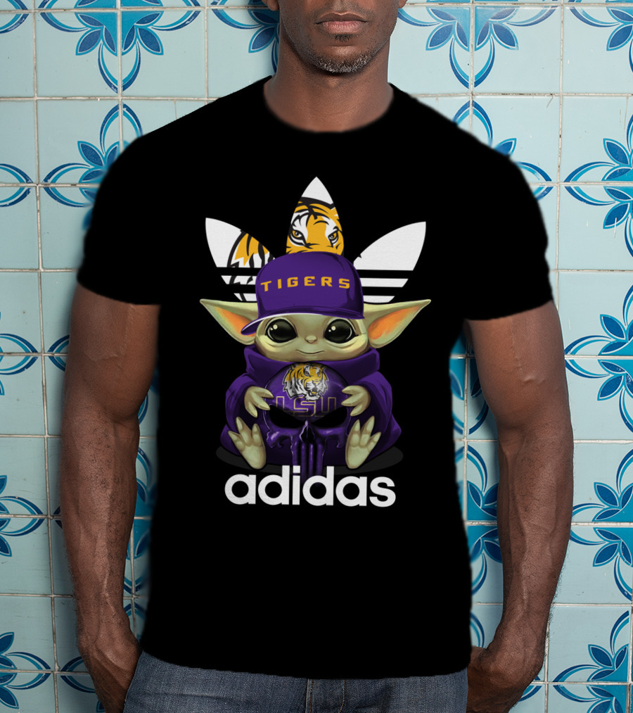 Yoda LSU Tigers Logo With Baby Yoda In Hat T-Shirt