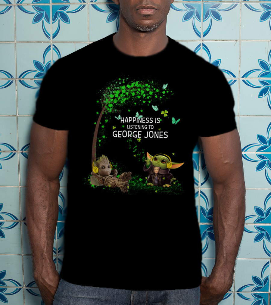 Happiness Is Listening To George Jones Groot Baby Yoda T-Shirt