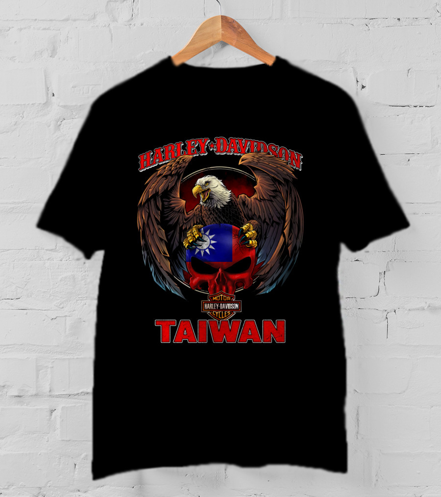 Harley Davidson Motor Cycles Taiwan Eagle Taiwan Flag T-Shirt