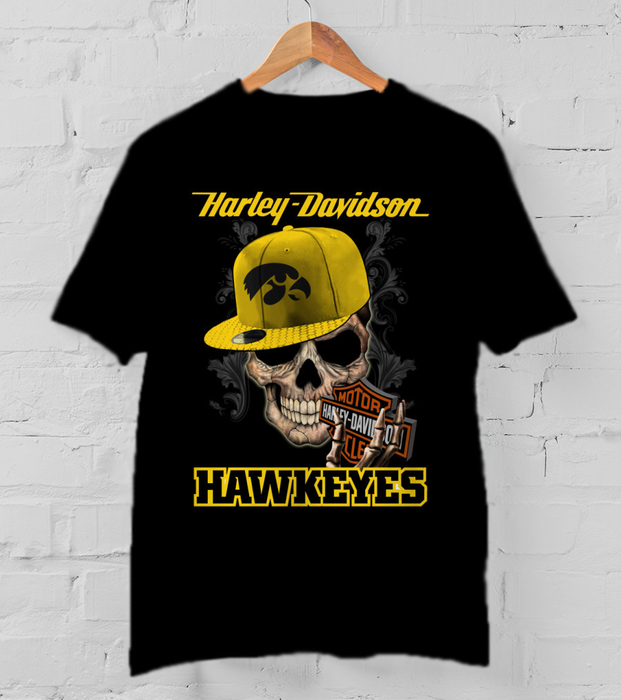 Harley Davidson Skull Iowa Hawkeyes T-Shirt
