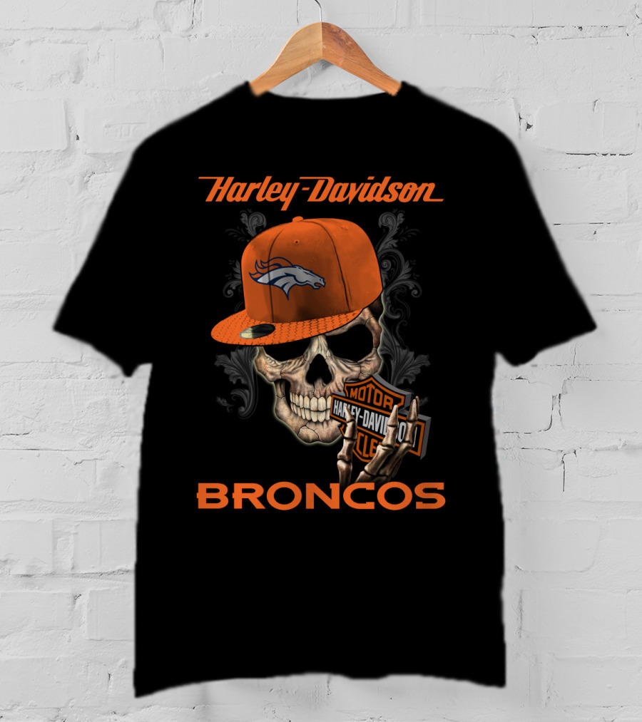 Harley Davidson Skull Denver Broncos T-Shirt