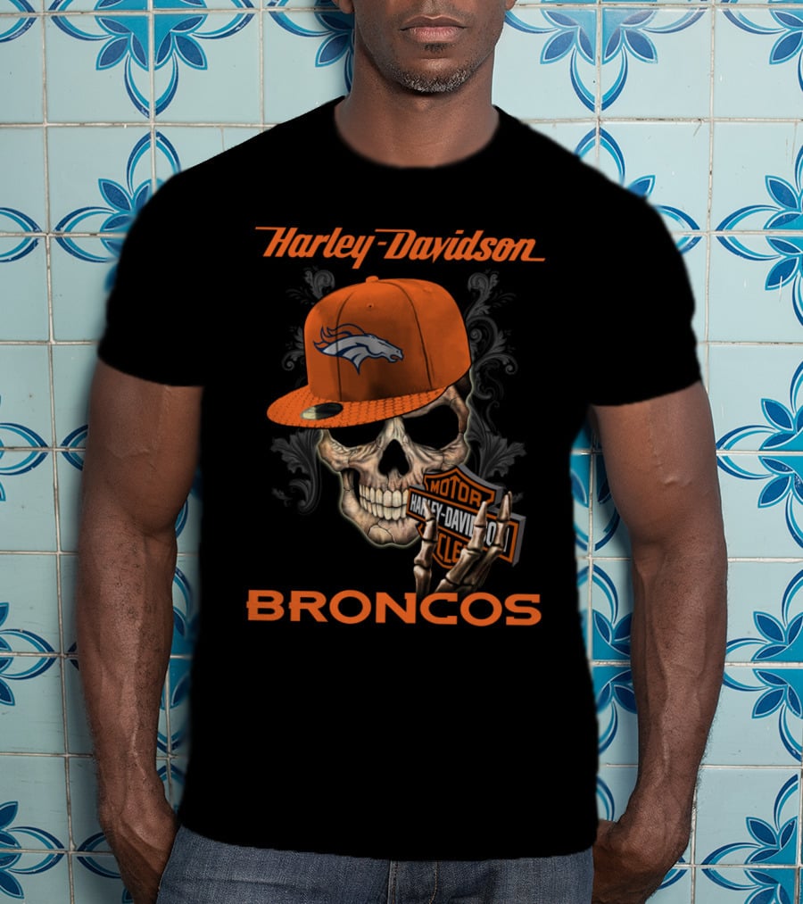 Harley Davidson Skull Denver Broncos T-Shirt