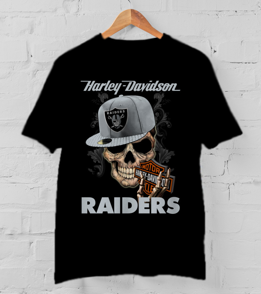 Harley Davidson Raiders Skull With Cap T-Shirt