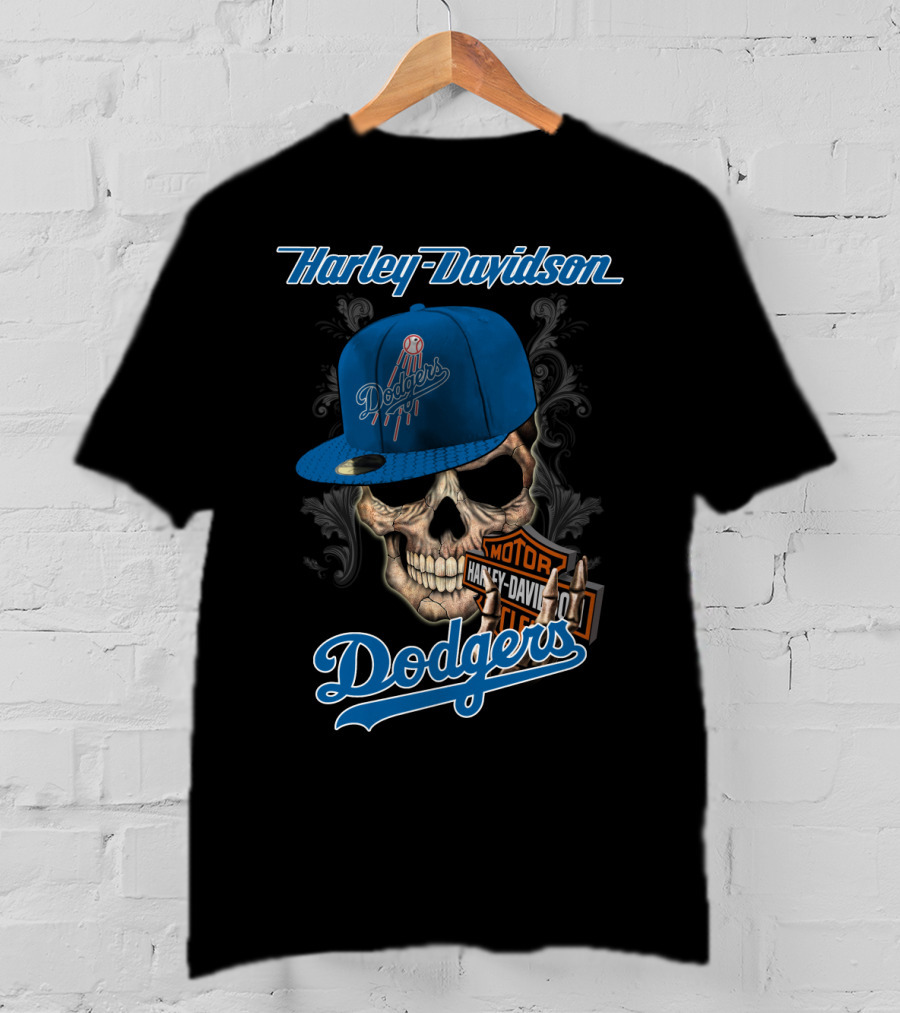 Harley Davidson Dodgers Skull Cap T-Shirt