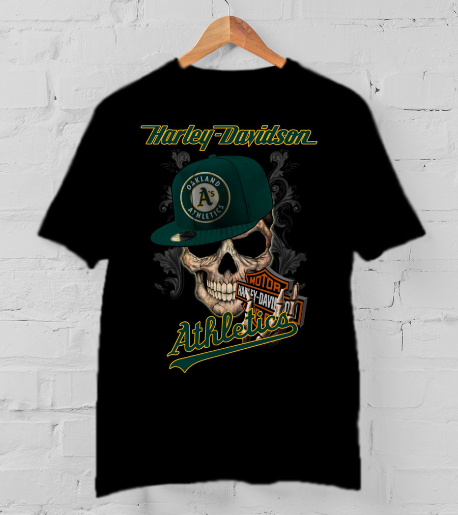 Harley Davidson Skull Oakland Athletics T-Shirt