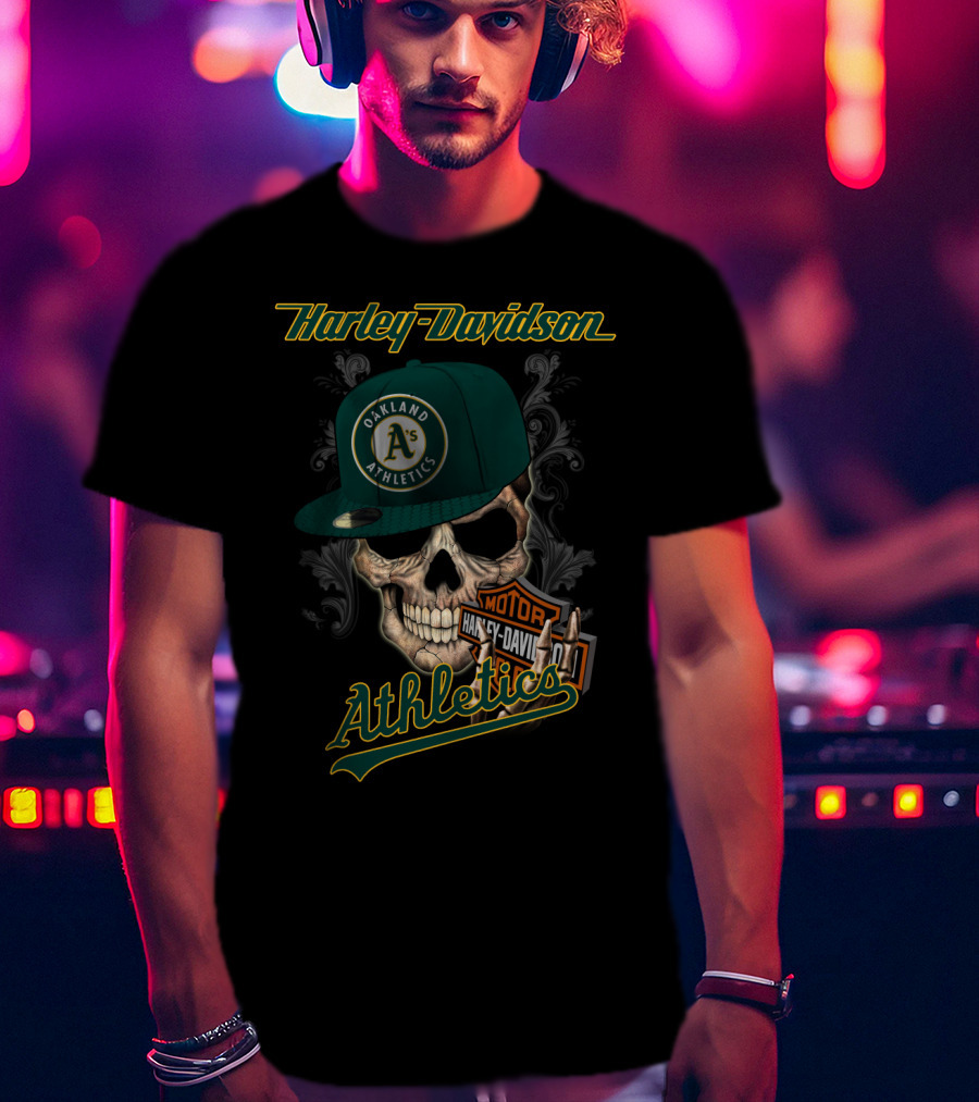 Harley Davidson Skull Oakland Athletics T-Shirt