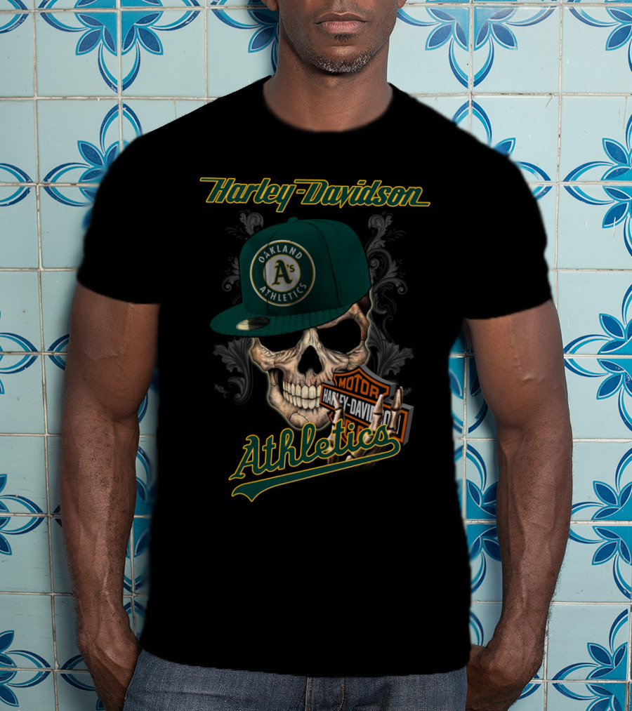 Harley Davidson Skull Oakland Athletics T-Shirt